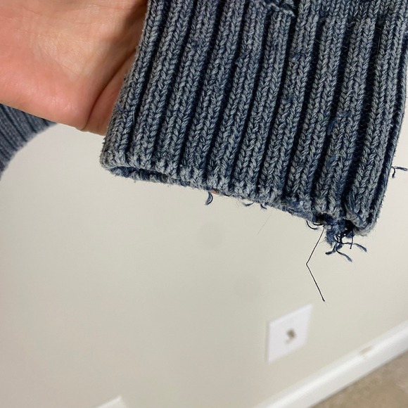 Carbon2Cobalt Stavanger Full Zip 3D Cable Cardigan Nordic Fisherman Linen Cotton - Picture 7 of 10